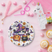 Paarse Petten kat voor Halloween Papieren Bordje (Feest)