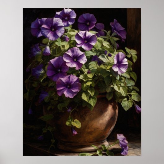 Paarse Petunia Bloemen Art Print Poster (Voorkant)