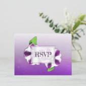 Paarse Petunia Bloemen Bruiloft RSVP & Menu Kaart (Staand voorkant)