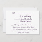 Paarse Petunia Bloemen Bruiloft RSVP & Menu Kaart (Achterkant)