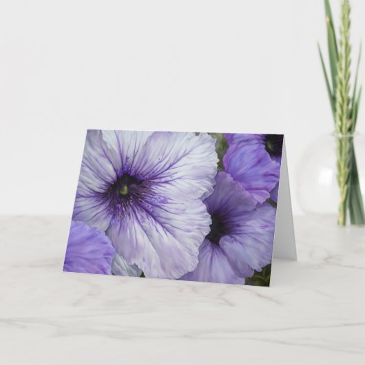Paarse Petunia Bloemen Floral Art Note Kaart (Voorkant)