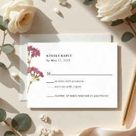 Paarse Petunia Bloemen Huwelijks RSVP Kaart