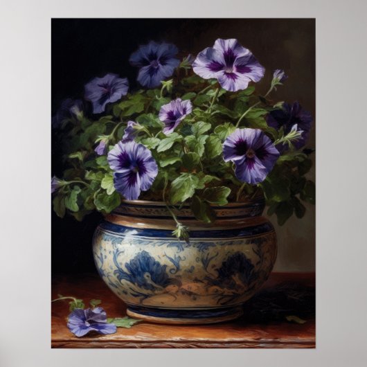 Paarse Petunia Bloemen Kunstprint Poster (Voorkant)