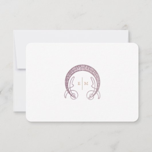 Paarse Petunia Bruiloft RSVP Plaats Nouveau Kaart (Achterkant)