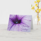 Paarse Petunia Flower Birthday Greetings Kaart (Gele Bloem)