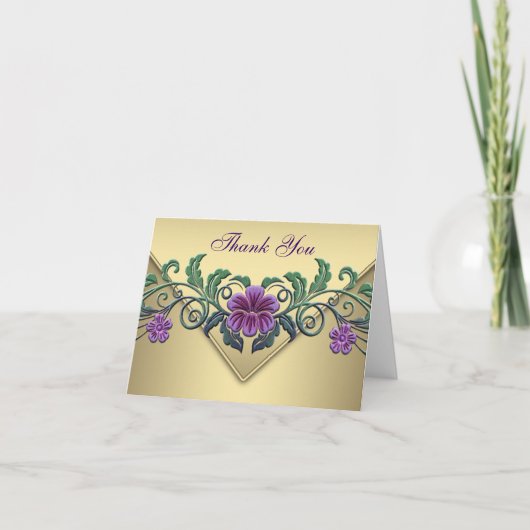 Paarse Petunia Gold bedankkaarten Bedankkaart (Voorkant)