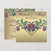 Paarse Petunia Goud 50ste huwelijksjubileum Kaart (Voorkant / Achterkant)