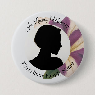 Paarse petunia-herdenkingsfoto-knop ronde button 7,6 cm