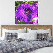 Paarse Petunia in een Rain Shower Canvas (Insitu (Slaapkamer))