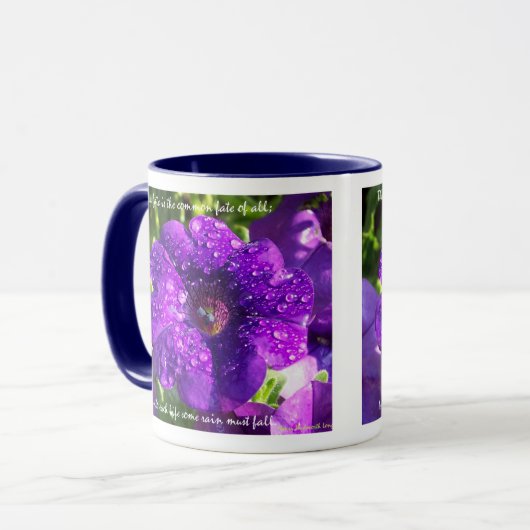 Paarse Petunia-Mok met Citaat Mok (Voorkant links)