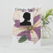 Paarse petunia orde van dienst kaart (Staand voorkant)
