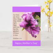 Paarse Petunia w Verse over Liefde, Moederdag Kaar Kaart (Gele Bloem)