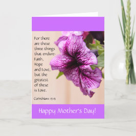 Paarse Petunia w Verse over Liefde, Moederdag Kaar Kaart