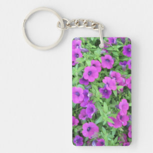 Paarse Petunias Acrylische Sleutelhanger
