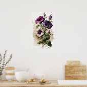 Paarse Petunia's Bloem Kunstprint Poster (Keuken)