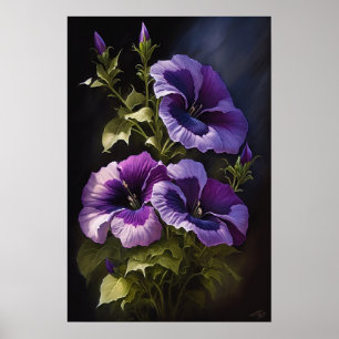 Paarse Petunias Bloemen Art Print Poster
