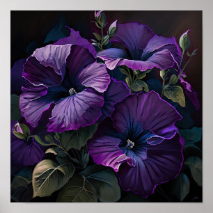 Paarse Petunias Bloemen Art Print Poster