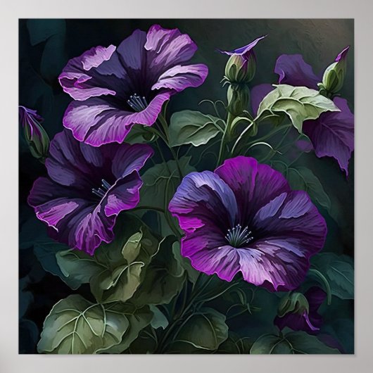 Paarse Petunias Bloemen Art Print Poster (Voorkant)
