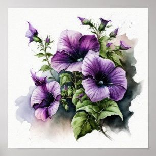 Paarse Petunias Bloemen Art Print Poster
