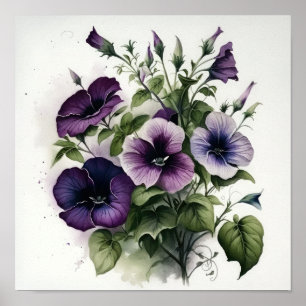 Paarse Petunias Bloemen Art Print Poster