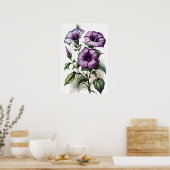 Paarse Petunias Bloemen Art Print Poster (Keuken)