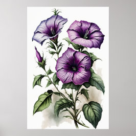 Paarse Petunias Bloemen Art Print Poster