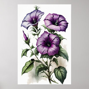Paarse Petunias Bloemen Art Print Poster