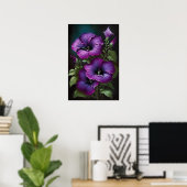Paarse Petunias Bloemen Art Print Poster (Thuiskantoor)