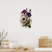 Paarse Petunias Bloemen Art Print Poster (Keuken)