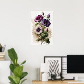 Paarse Petunias Bloemen Art Print Poster (Thuiskantoor)
