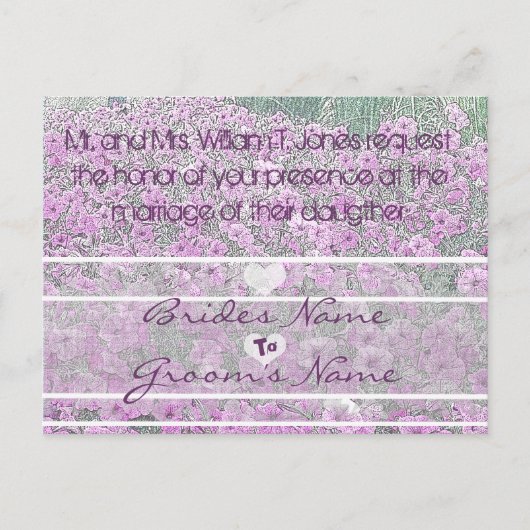 Paarse Petunias bruiloft uitnodigingen (Voorkant)