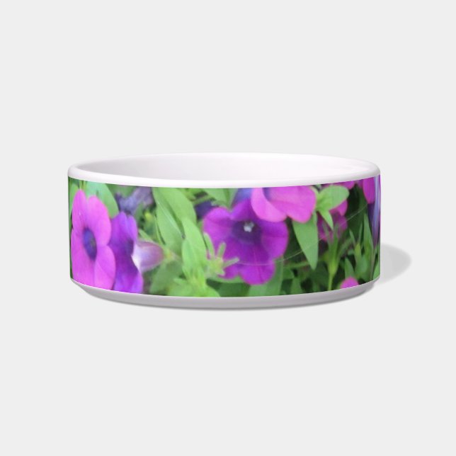 Paarse Petunias Pet Bowl Voerbakje (Voorkant)