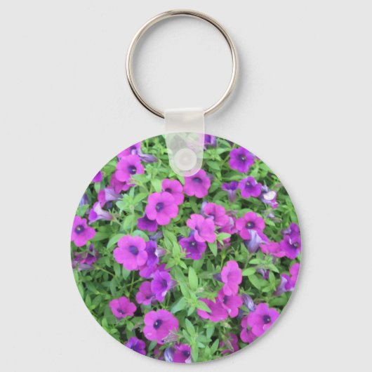 Paarse Petunias Sleutelhanger (Voorkant)