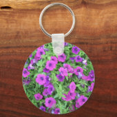 Paarse Petunias Sleutelhanger (Voorkant)