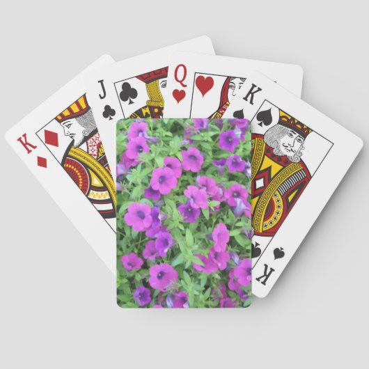 Paarse petunias-speelkaarten speelkaarten (Achterkant)