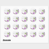 Paarse Petunias Waterverf Bloemen Dank u Ronde Sticker (Vel)