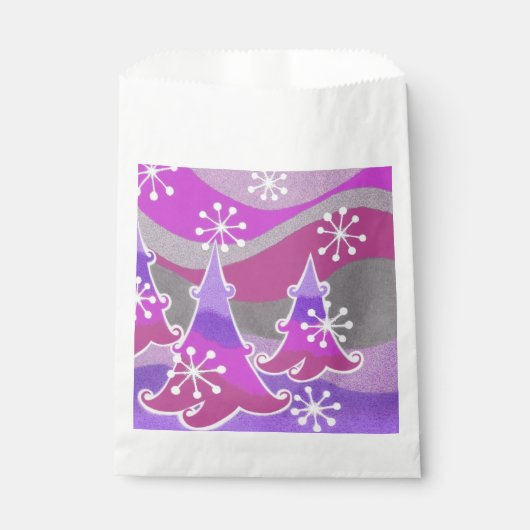 Paarse peutertas winterbomen bedankzakje (Voorkant)