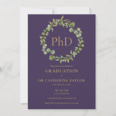 Paarse PhD-diploma feest met bloemenkrans Kaart (Voorkant)