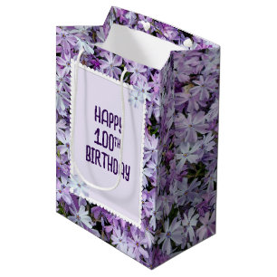 Paarse Phlox voor 100ste verjaardag Medium Cadeauzakje