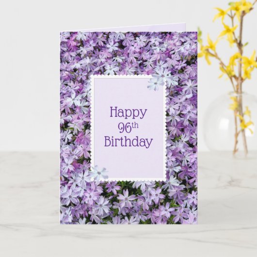 Paarse Phlox voor 96ste verjaardag Kaart (Gele Bloem)
