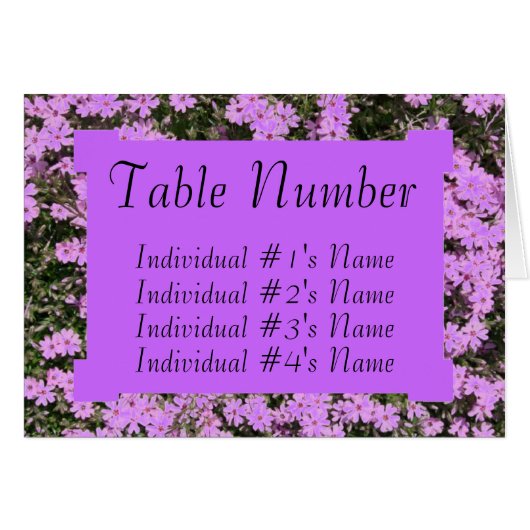 Paarse Phlox Wedding Table Sjabloon (Voorkant Horizontaal)