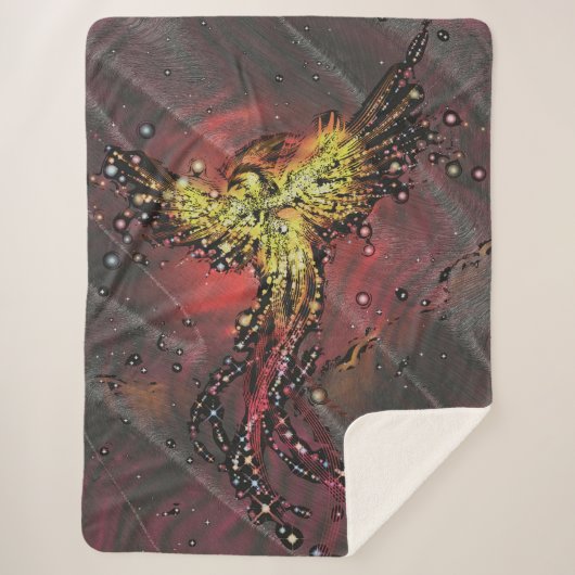 Paarse Phoenix Tiffany Glas Sherpa Deken (Voorkant)