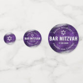 Paarse Photo Bar Mitzvah Silver Foil Waterverf Confetti (Achterkanten)