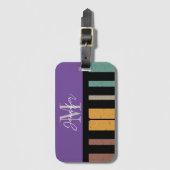 Paarse Piano Monogram Naam Gepersonaliseerd Bagagelabel (Voorkant (verticaal))