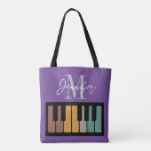 Paarse Piano Monogram Naam Gepersonaliseerd Tote Bag (Achterkant)