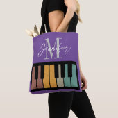 Paarse Piano Monogram Naam Gepersonaliseerd Tote Bag (Dichtbij)