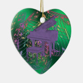 Paarse Piano-Muzieknoten Kerst-kerstversiering Keramisch Ornament (Rechts)