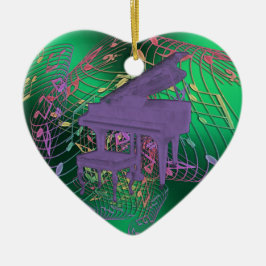 Paarse Piano-Muzieknoten Kerst-kerstversiering Keramisch Ornament