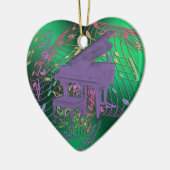 Paarse Piano-Muzieknoten Kerst-kerstversiering Keramisch Ornament (Links)