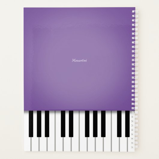 Paarse pianomuktoetsenbord Gepersonaliseerd Planner (Achterkant)